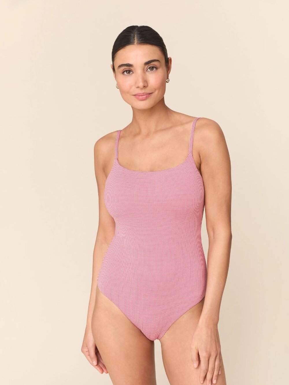 Andie The Jetties One Piece - Micro Gingham - Strawberry - Classic Size S